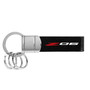 Chevrolet Corvette C8 Z06 Black Genuine Leather Strap Chrome Round Hook Metal Key Chain