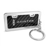 Lincoln Aviator Black Real Carbon Fiber Mini Chrome Metal License Frame Style Key Chain