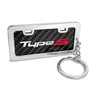 Acura Type-S Custom Designed Black Real Carbon Fiber Chrome License Frame Style Key Chain