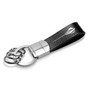Chevrolet Corvette C8 Stingray Black Genuine Leather Strap Chrome Round Hook Metal Key Chain