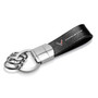 Chevrolet Corvette C8 Black Genuine Leather Strap Chrome Round Hook Metal Key Chain
