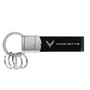 Chevrolet Corvette C8 Black Genuine Leather Strap Chrome Round Hook Metal Key Chain