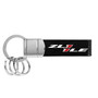 Chevrolet Camaro ZL1-1LE Black Genuine Leather Strap Chrome Round Hook Metal Key Chain