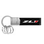 Chevrolet Camaro ZL1 Black Genuine Leather Strap Chrome Round Hook Metal Key Chain