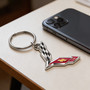 Chevrolet Corvette C7 Logo Shape 3D Die-Cut Metal Key Chain Key-Charm
