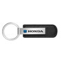 Honda Logo in Blue Silver Metal Black PU Leather Strap Key Chain