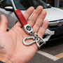 Honda Logo in Black Genuine Red Leather Loop-Strap Chrome Hook Key Chain