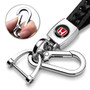Honda Red Logo in Black Braided Rope Style Genuine Leather Chrome Hook Key Chain