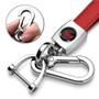 Honda Civic Si in Black Genuine Red Leather Loop-Strap Chrome Hook Key Chain