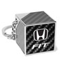 Honda Fit Black Real Carbon Fiber Custom Designed Cube Block Style Metal Key Chain
