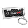 Honda Civic Type-R Custom Designed Black Real Carbon Fiber Chrome License Frame Style Key Chain
