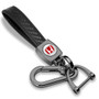 Honda Red Logo in White Real Carbon Fiber Loop-Strap Gunmatal Hook Key Chain