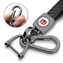 Honda Red Logo in White Real Carbon Fiber Loop-Strap Gunmatal Hook Key Chain