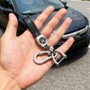 Honda Red Logo in White Real Carbon Fiber Loop-Strap Chrome Hook Key Chain