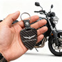 Honda Gold Wing Logo Real Black Carbon Fiber Large Shield-Style Key Chain
