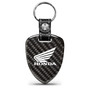 Honda Power Sports Wing Logo Real Black Carbon Fiber Large Shield-Style Key Chain
