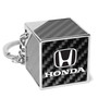 Honda Black Real Carbon Fiber Custom Designed Cube Block Style Metal Key Chain