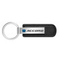Honda Blue Logo Accord Silver Metal Black PU Leather Strap Key Chain