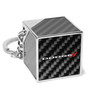 Dodge Logo Black Real Carbon Fiber Custom Designed Cube Block Style Metal Key Chain
