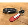 Jeep 4xe Red PU Leather Strap Silver Metal Bar Key Chain