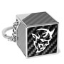 Dodge Demon Logo Black Real Carbon Fiber Custom Designed Cube Block Style Metal Key Chain