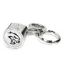 Dodge Hellcat Logo in White Chrome Finish Engine Piston and Rod Metal Key Chain
