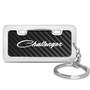 Dodge Challenger Classic Black Real Carbon Fiber Mini Chrome Metal License Frame Style Key Chain