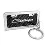 Dodge Challenger Classic Black Real Carbon Fiber Mini Chrome Metal License Frame Style Key Chain