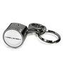 Dodge Challenger Logo in White on Black Chrome Engine Piston and Rod Metal Key Chain