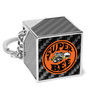 Dodge Super-Bee Logo Black Real Carbon Fiber Custom Designed Cube Block Style Metal Key Chain