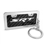 Dodge SRT Logo Black Real Carbon Fiber Mini Chrome Metal License Frame Style Key Chain