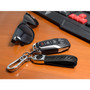 Jeep 4xe in Black Real Carbon Fiber Loop-Strap Chrome Hook Key Chain