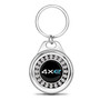 Jeep 4xe Crystal Rhinestone Roundel Chrome Metal Key Chain with Real Carbon Fiber Backing