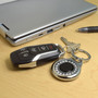 Jeep 4xe Crystal Rhinestone Roundel Chrome Metal Key Chain with Real Carbon Fiber Backing