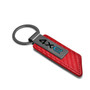 Jeep 4xe Red PU Leather Carbon Fiber Texture Strap Gunmetal Gray Metal Bar Key Chain
