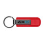 Jeep 4xe Red PU Leather Strap Gunmetal Gray Metal Bar Key Chain