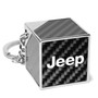 Jeep Logo Black Real Carbon Fiber Custom Designed Cube Block Style Metal Key Chain