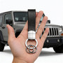 Jeep 4xe Black Real Leather Strap Chrome Round Hook Metal Key Chain
