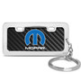 Mopar Black Real Carbon Fiber Mini Chrome Metal License Frame Style Key Chain Jeep