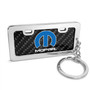 Mopar Black Real Carbon Fiber Mini Chrome Metal License Frame Style Key Chain Jeep