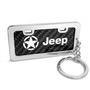 Jeep Willys Star Logo Black Real Carbon Fiber Mini Chrome Metal License Frame Style Key Chain