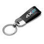 Jeep 4xe Black Genuine Leather Loop Strap Chrome Metal Key Chain