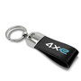 Jeep 4xe Black Genuine Leather Loop Strap Chrome Metal Key Chain