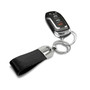 Jeep 4xe Black Genuine Leather Loop Strap Chrome Metal Key Chain