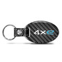 Jeep 4xe Real Carbon Fiber Oval Shape Black Leather Strap Key Chain