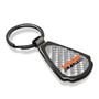 HEMI 5.7 Liter Silver Genuine Carbon Fiber Black Metal Teardrop Key Chain