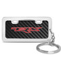 RAM 1500 TRX Logo Black Real Carbon Fiber Mini Chrome Metal License Frame Style Key Chain
