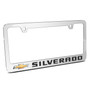 Chevrolet Silverado in 3D on Mirror Chrome Metal License Plate Frame
