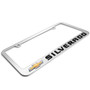 Chevrolet Silverado in 3D on Mirror Chrome Metal License Plate Frame
