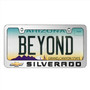Chevrolet Silverado in 3D on Mirror Chrome Metal License Plate Frame